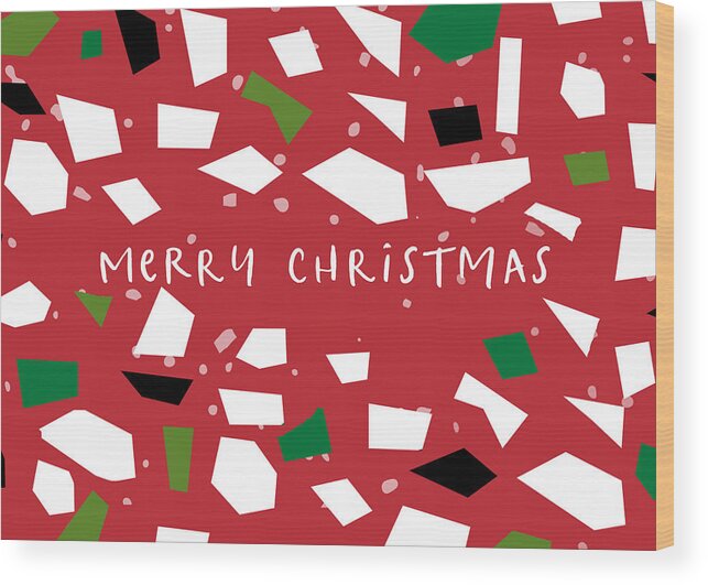 Merry Christmas Wood Print featuring the digital art Confetti Christmas- Art by Linda Woods by Linda Woods