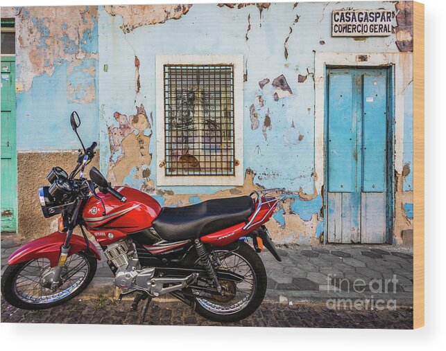 Motorbike Wood Print featuring the photograph Contrast by Lyl Dil Creations