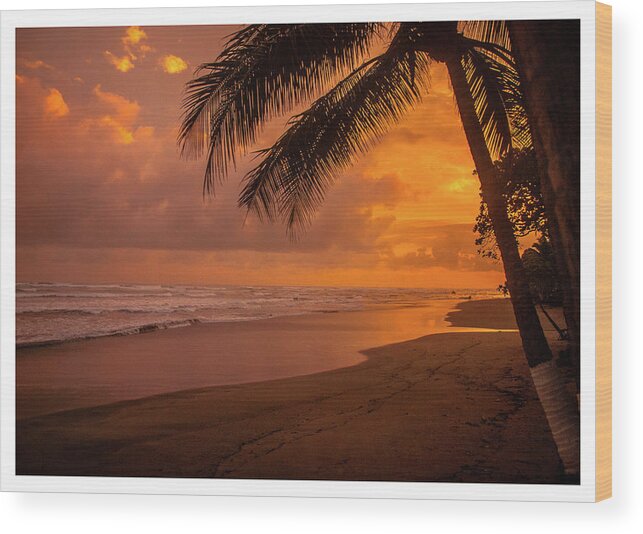 Outdoors Wood Print featuring the photograph Costa Rica Beach Sunset by Tito Slack