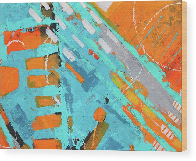 Urban Abstract Painting Wood Print featuring the painting Cross Town Traffic 1 by Nancy Merkle
