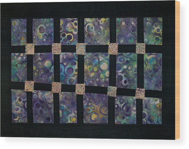 Art Quilt Wood Print featuring the tapestry - textile Crossings by Pam Geisel