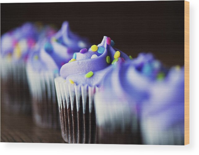 Five Objects Wood Print featuring the photograph Cupcakes by Julie Rideout