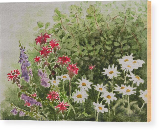 Floral Wood Print featuring the painting Daisy Rhythms by Heidi E Nelson