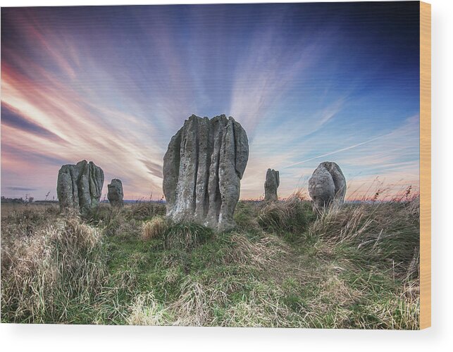 Prehistoric Era Wood Print featuring the photograph Duddo Stone Circle by Photography By Trevor Weddell