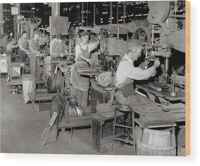Photography Wood Print featuring the photograph Early 20th Century Production Line by Digital Vision.