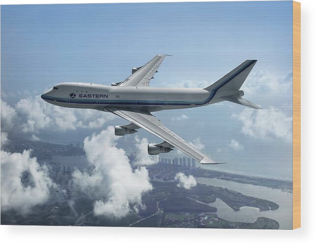 Eastern Airlines Wood Print featuring the digital art Eastern Airlines Boeing 747 by Erik Simonsen