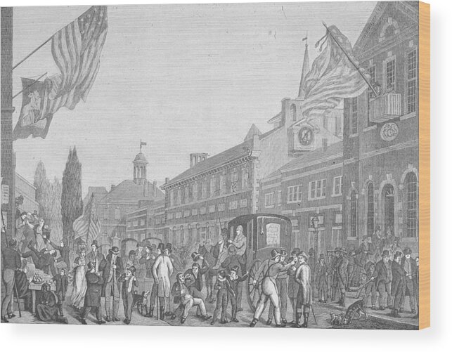 Crowd Wood Print featuring the photograph Election In Front Of State House, Pa by Kean Collection