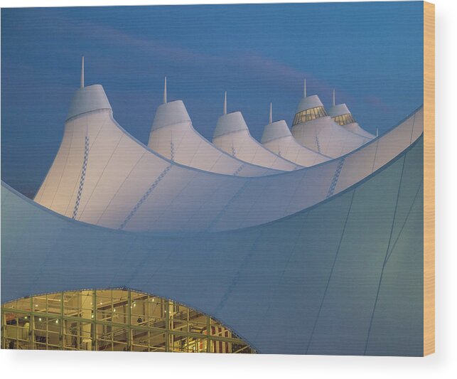 White Wood Print featuring the photograph Elrey B. Jeppesen Terminal by David L Moore