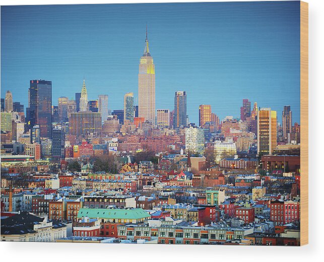 Tranquility Wood Print featuring the photograph Empire State Building On Superbowl Day by Tony Shi Photography