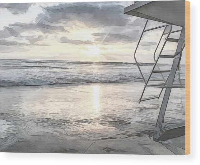 Lifeguard Wood Print featuring the photograph End of the Day by Alison Frank