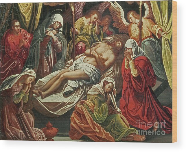 The Entombment Of Christ Wood Print featuring the painting Entombment Of Christ, Villabranca by Flemish School