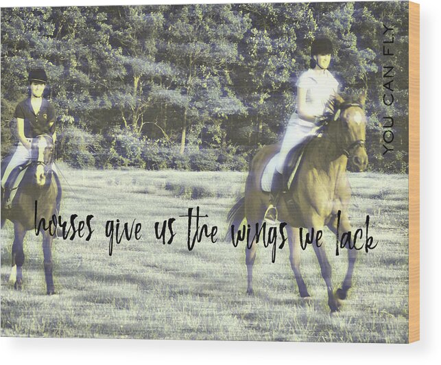 Bucks Wood Print featuring the photograph FIELD RACING quote by Dressage Design