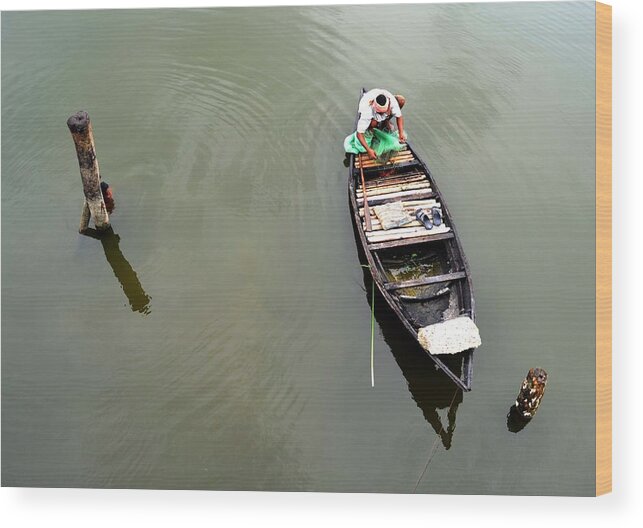 Child Wood Print featuring the photograph Fisherman And His Boat by Pallab Seth