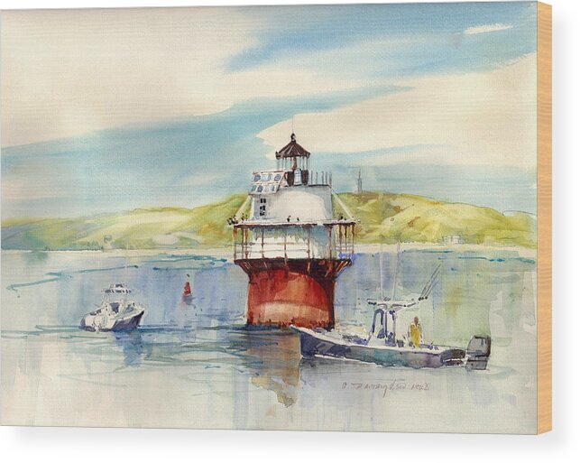 Visco Wood Print featuring the painting Fishing Bug Light by P Anthony Visco