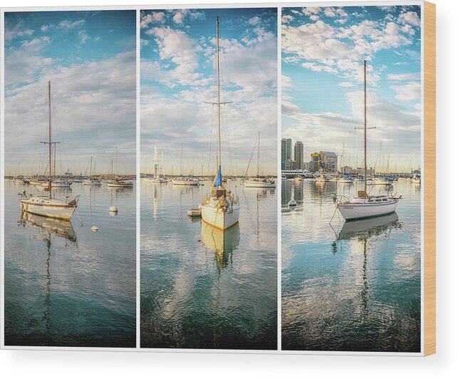Floating On Clouds Triptych Wood Print featuring the photograph Floating On Clouds Triptych by Joseph S Giacalone