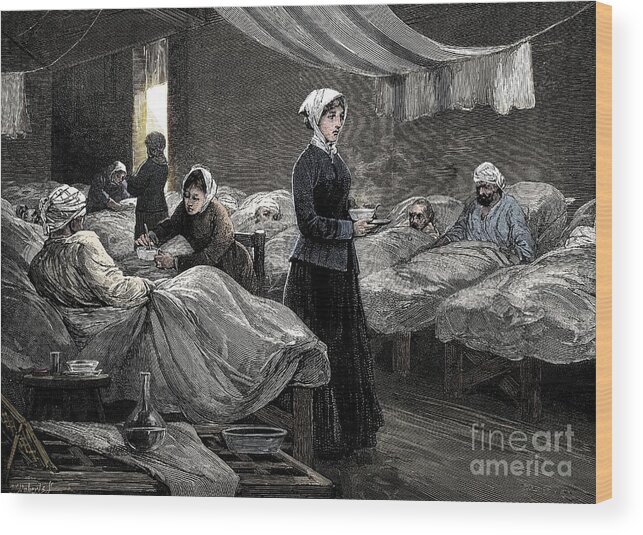 Engraving Wood Print featuring the drawing Florence Nightingale In The Barrack by Print Collector