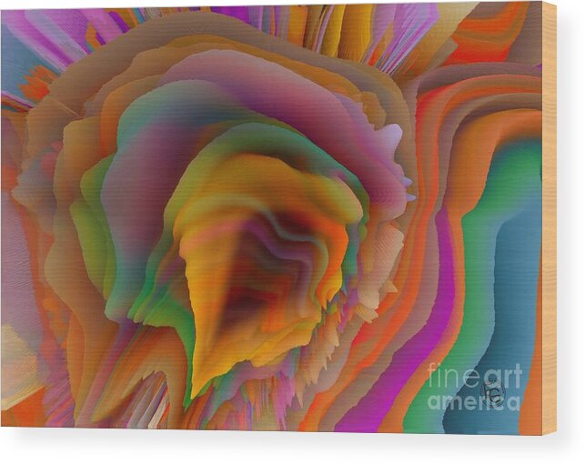 Day Of Observance Wood Print featuring the mixed media A Flower In Rainbow Colors Or A Rainbow In The Shape Of A Flower 9 by Elena Gantchikova