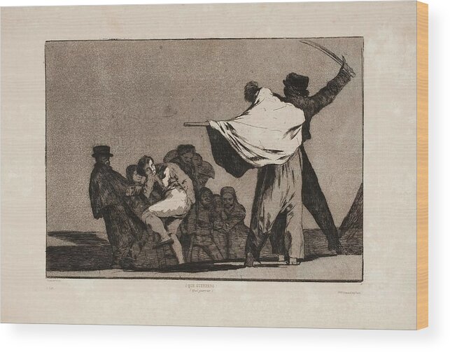 Francisco Jose De Goya Wood Print featuring the drawing Francisco de Goya y Lucientes / 'Disparate conocido. Que guerrero ', 1815-1819, Spanish School. by Francisco de Goya -1746-1828-