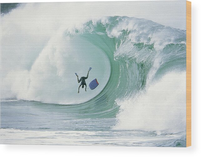 Surfer Wood Print featuring the photograph Frog Man Wipeout by Sean Davey