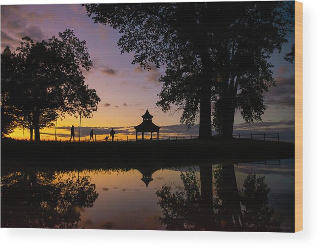 Gazebo Wood Print featuring the photograph Gazebo Sunset Reflection by Mark Papke