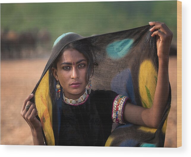 Girl Wood Print featuring the photograph Girl With Veil by Rana Jabeen