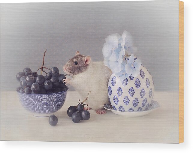 Stilllife Wood Print featuring the photograph Grapes by Ellen Van Deelen