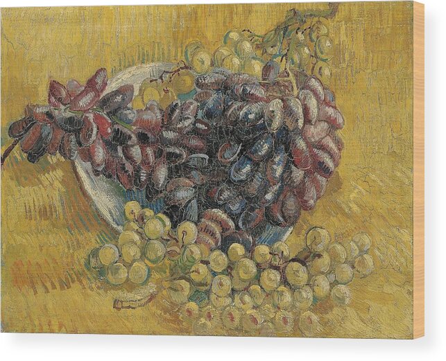 Oil On Canvas Wood Print featuring the painting Grapes. by Vincent van Gogh -1853-1890-