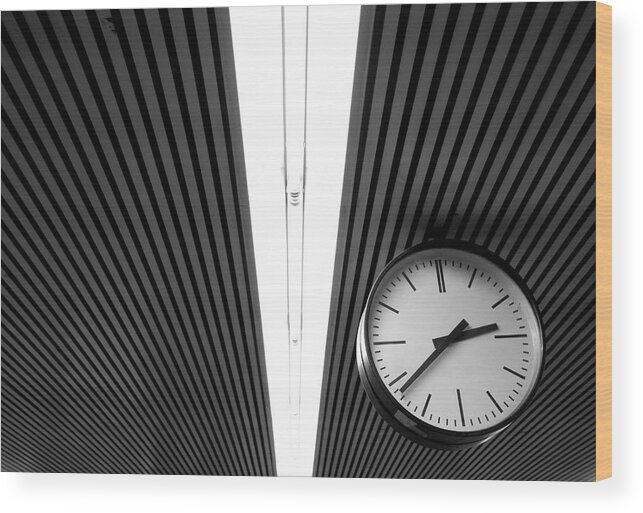 Hanging Wood Print featuring the photograph Hanging Clock by Christoph Hetzmannseder