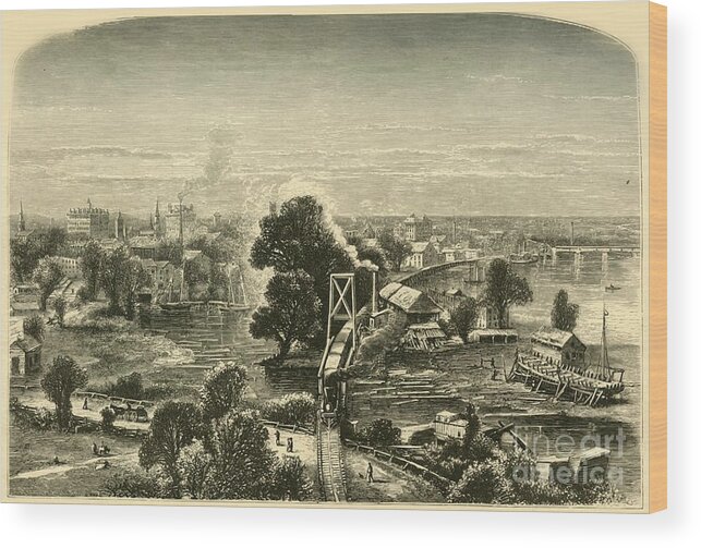Engraving Wood Print featuring the drawing Hartford by Print Collector