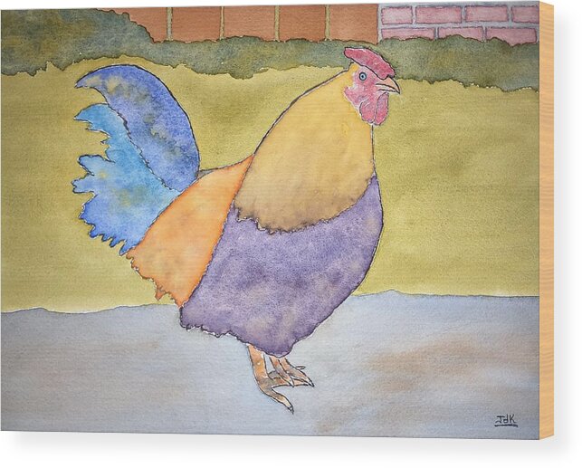 Watercolor Wood Print featuring the painting Hen of Lore by John Klobucher