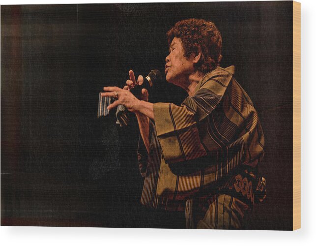 Sing.singer.madam.oldman.emotion.passion.enthusiasm.woman.performance.japan.japanese.asian.stage Wood Print featuring the photograph Hidden Passion by Naoaki Miyamoto