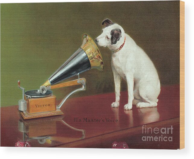 Music Wood Print featuring the photograph His Masters Voice Advertisement by Bettmann