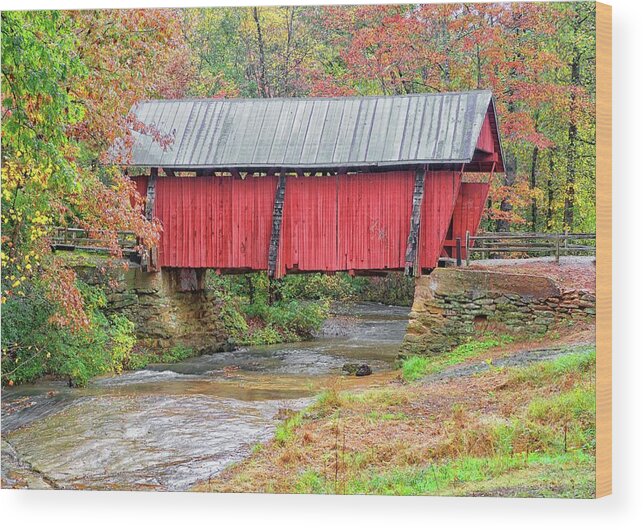 Red Wood Print featuring the photograph History Still Standing by Blaine Owens