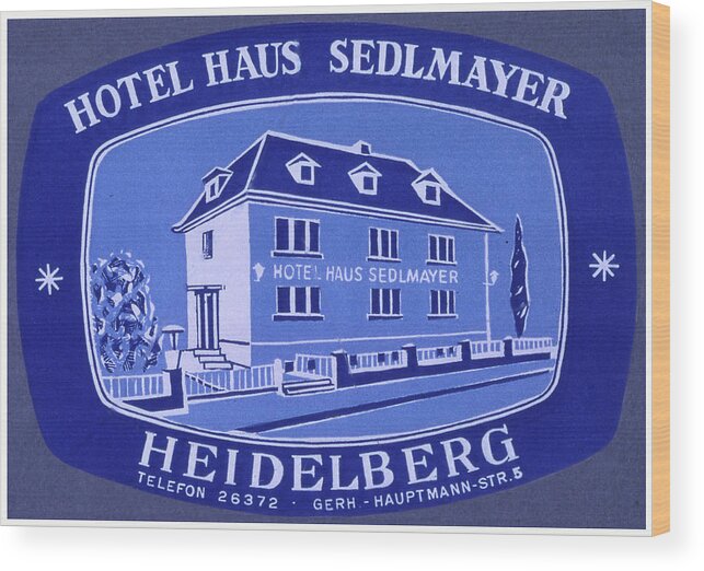 Luggage Wood Print featuring the painting Hotel Haus Sedlmayer by Unknown