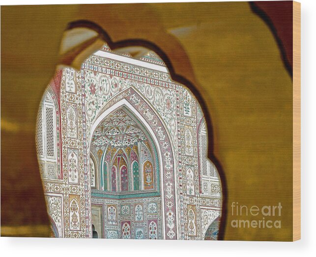 India Wood Print featuring the photograph India Arches at the Taj by Michael Cinnamond