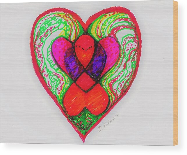 Hearts Wood Print featuring the drawing Intersections of the Heart by Denise F Fulmer