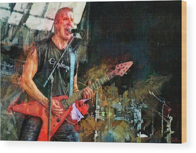 Jeff Waters Wood Print featuring the mixed media Jeff Waters, Annihilator by Mal Bray
