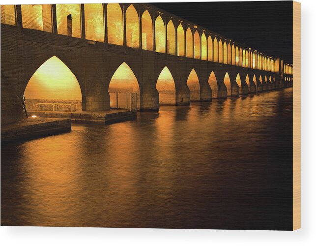 Tranquility Wood Print featuring the photograph Khaju Bridge In Isfahan, Iran by Photography By Pavel Dobrovský
