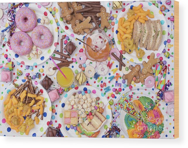 Childrens Party Food Wood Print featuring the photograph Kids Party Food by Tim Gainey