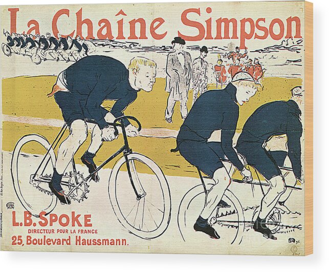 People Wood Print featuring the drawing La Chaîne Simson, Advertising Poster by Heritage Images