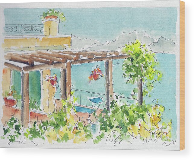 Impressionism Wood Print featuring the painting La Tonnarella Terrazza Sorrento Italy by Pat Katz