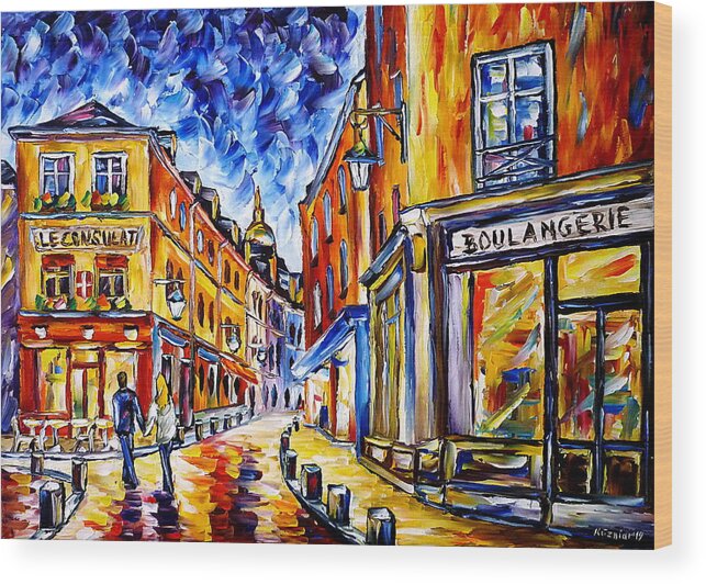 I Love Paris Wood Print featuring the painting Le Consulat, Montmartre by Mirek Kuzniar