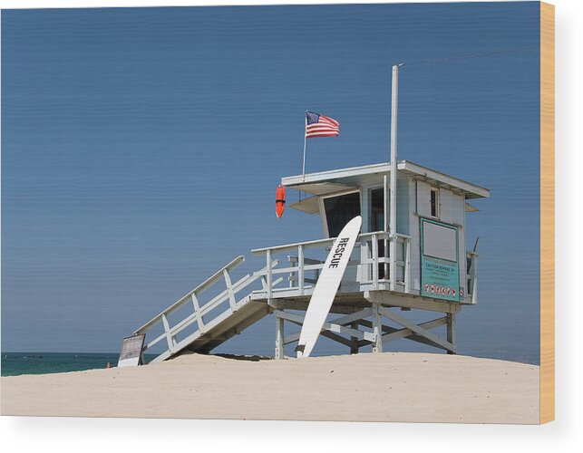 Bodyguard Wood Print featuring the photograph Lifeguard Station At The Beach by Frankvandenbergh