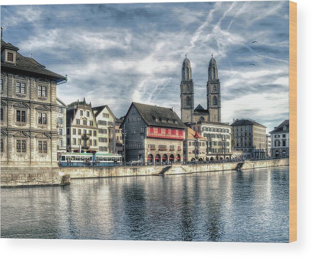 Limmat River Wood Print featuring the photograph Limmat Riverfront by Jim Hill