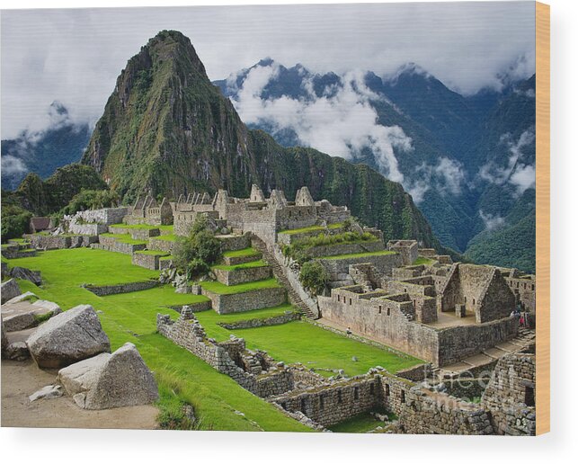 Civilization Wood Print featuring the photograph Machu Picchu In Peru Unesco World by Byelikova Oksana