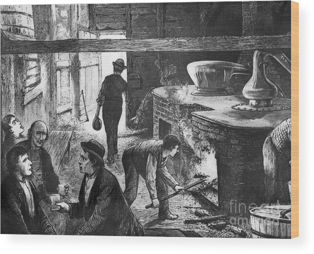 Working Wood Print featuring the photograph Making Apple Whiskey At A Still by Bettmann