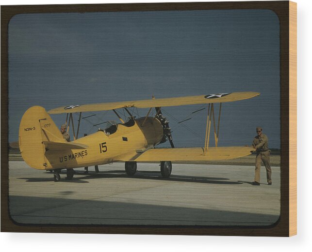 Glider Wood Print featuring the painting Marine power plane by Palmer, Alfred T