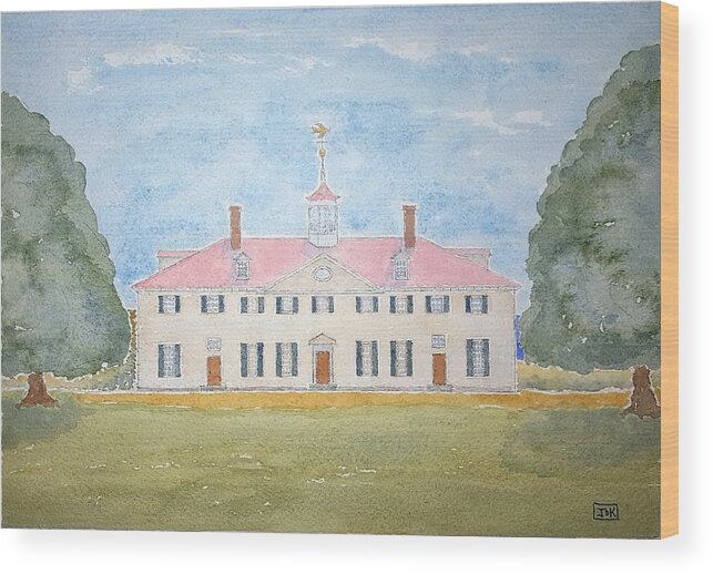 Watercolor Wood Print featuring the painting Martha's House of Lore by John Klobucher