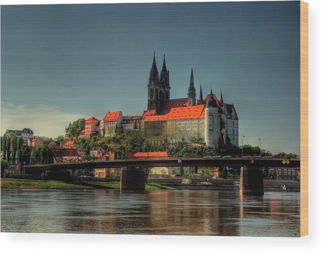 Tranquility Wood Print featuring the photograph Meissen, Elbe River, Albrechtsburg by Sven.dressler