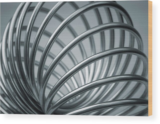 Curve Wood Print featuring the photograph Metal Coil Spiraled In The Form Of A by Nikamata